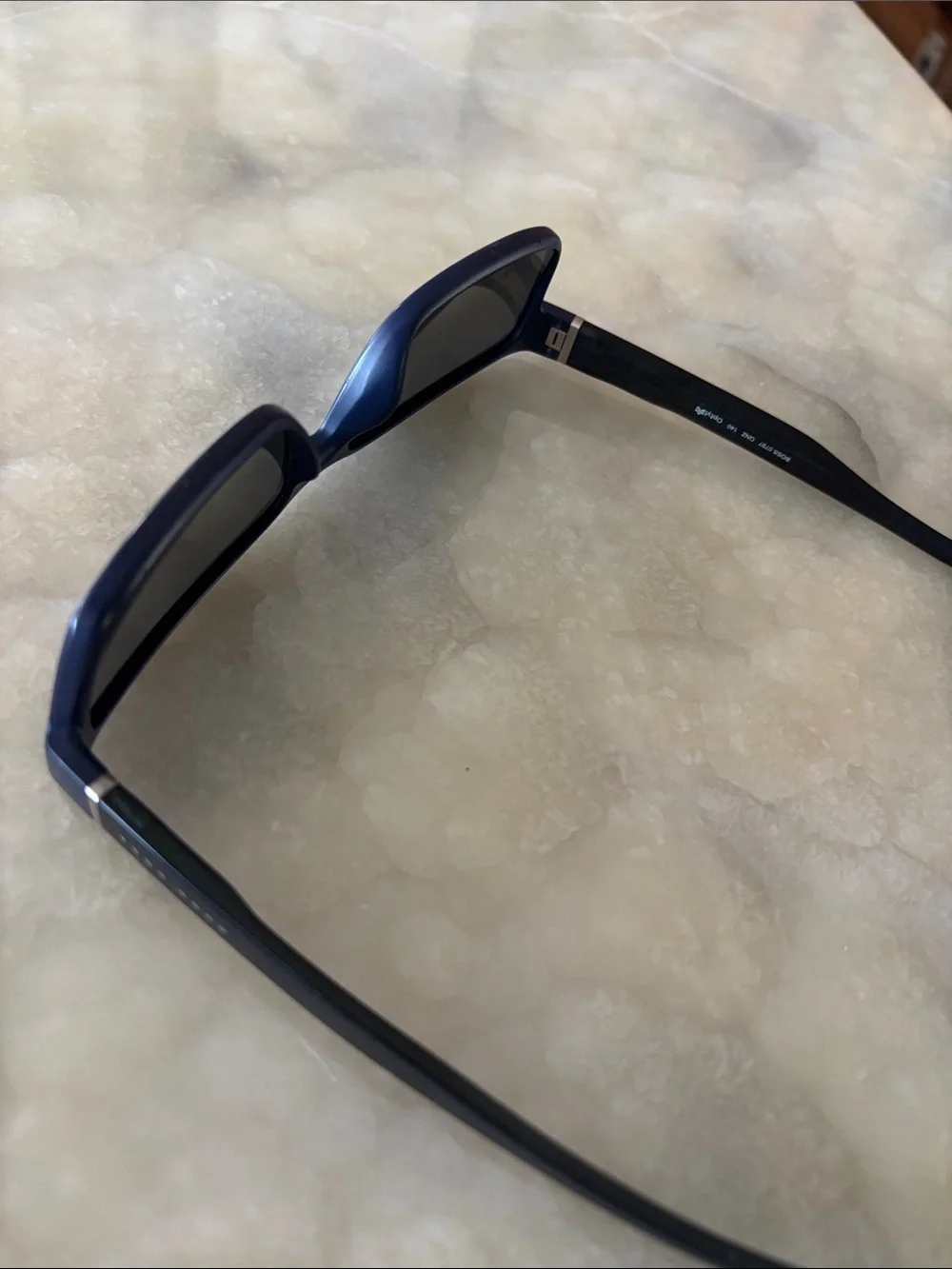 Hugo Boss Navy Blue Rectangular Men’s Sunglasses with Dark Lenses
